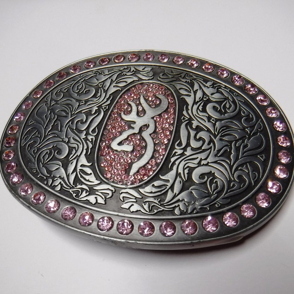 Wrangler Belt Buckle, Pink Swarovski Crystals